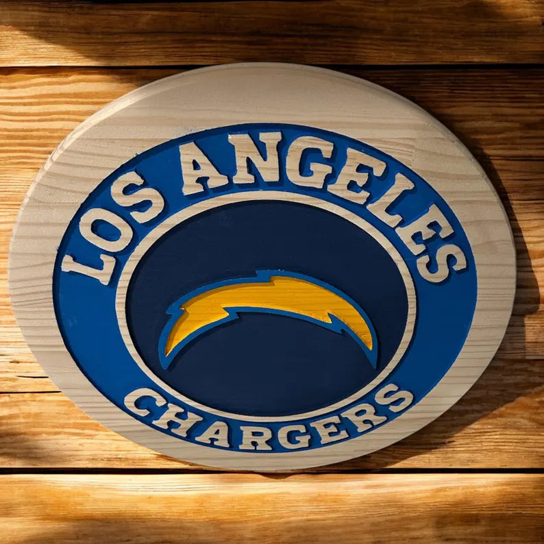 Handcrafted Los Angeles Chargers Wood Sign | NFL Man Cave Decor