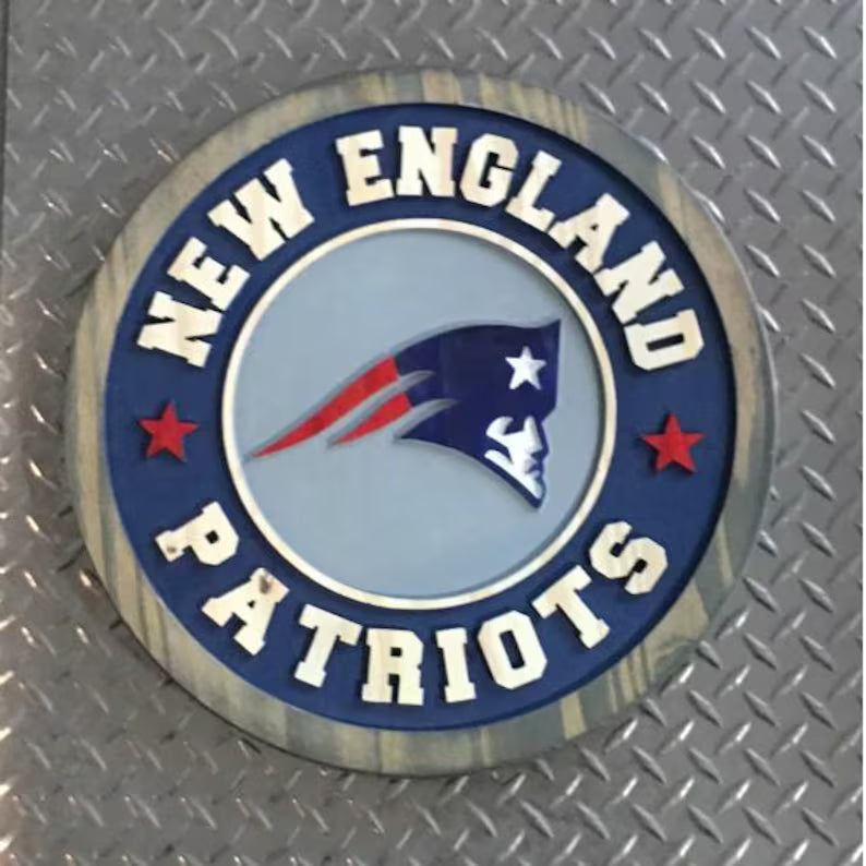Handcrafted New England Patriots Wooden Wall Sign | NFL Fan Cave Decor