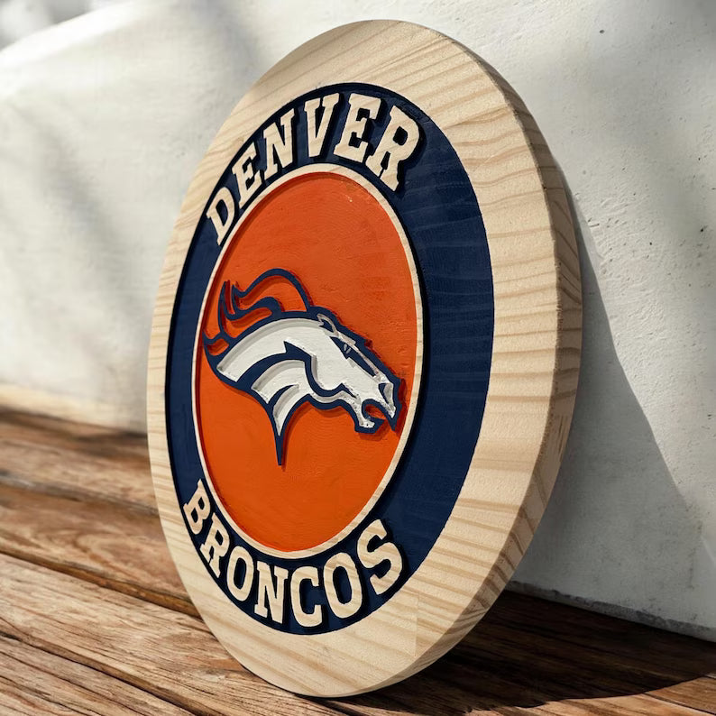 Handcrafted Denver Broncos Wood Sign | NFL Man Cave Decor