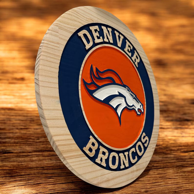 Handcrafted Denver Broncos Wood Sign | NFL Man Cave Decor