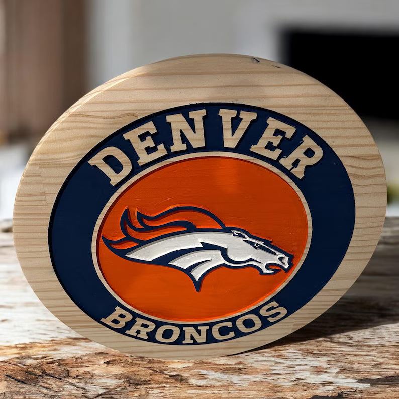 Handcrafted Denver Broncos Wood Sign | NFL Man Cave Decor