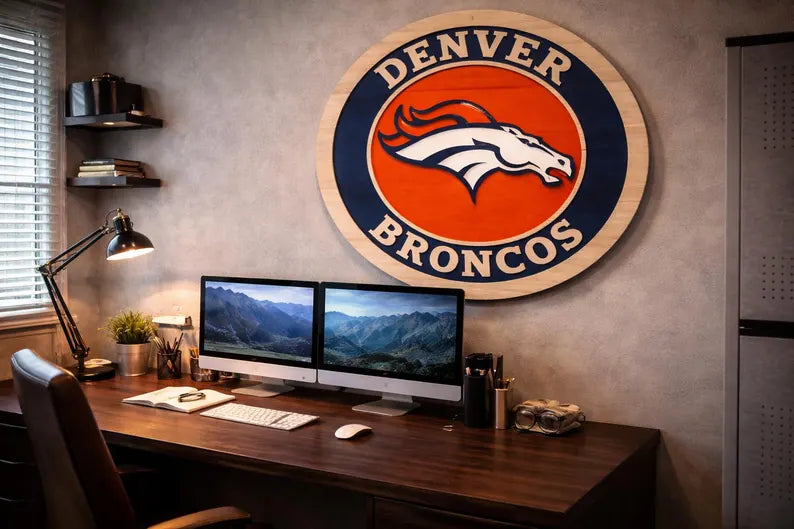 Handcrafted Denver Broncos Wood Sign | NFL Man Cave Decor