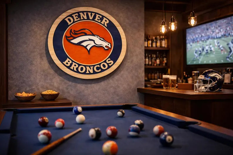 Handcrafted Denver Broncos Wood Sign | NFL Man Cave Decor