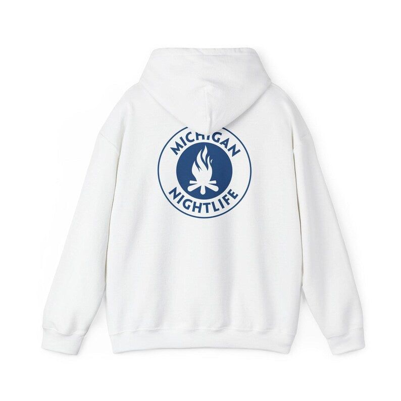 Michigan Nightlife logo Hoodie | Campfire emblem pullover sweatshirt