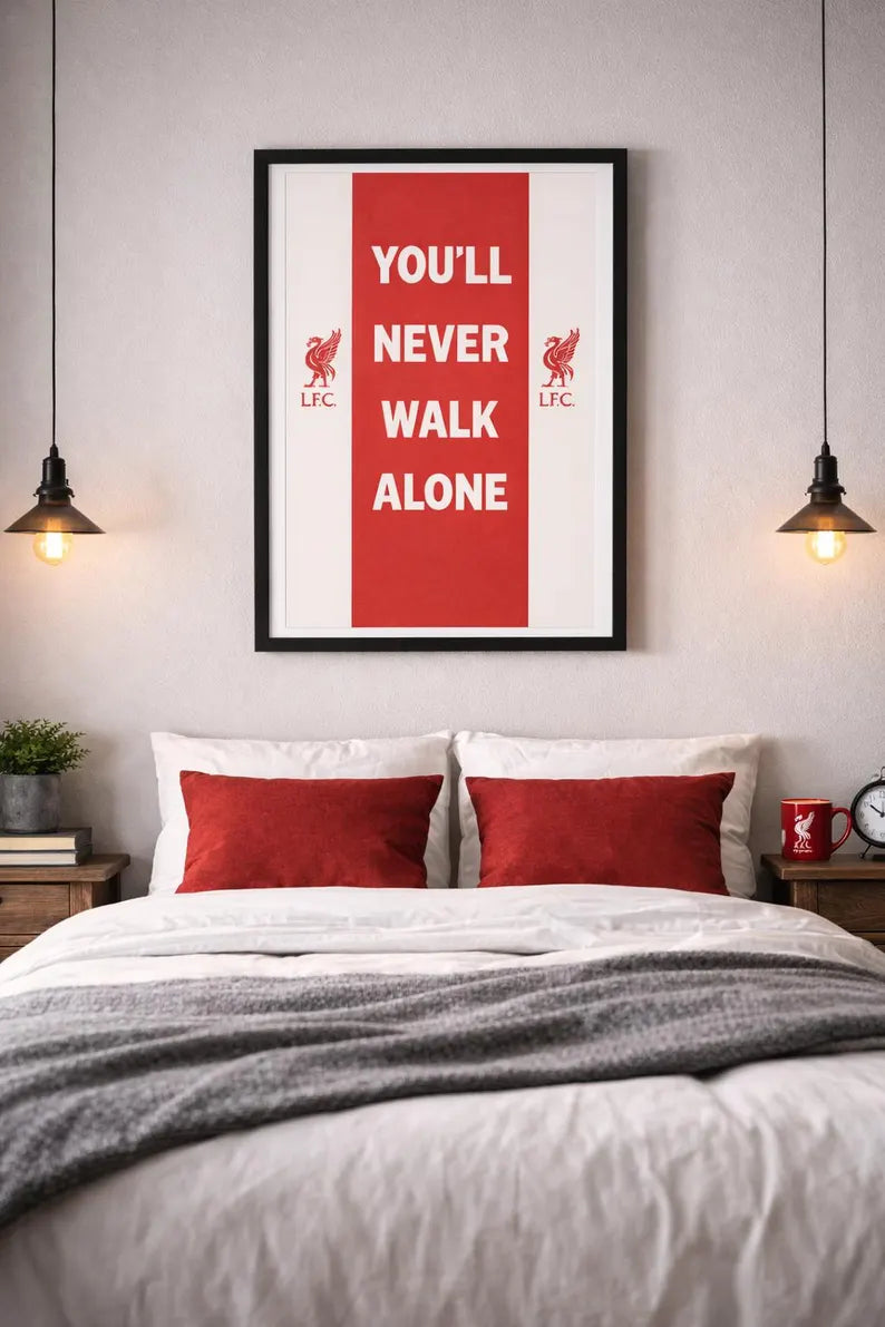Liverpool FC Framed Poster – You'll Never Walk Alone, Soccer Fan Gift