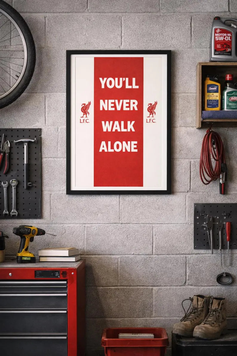 Liverpool FC Framed Poster – You'll Never Walk Alone, Soccer Fan Gift