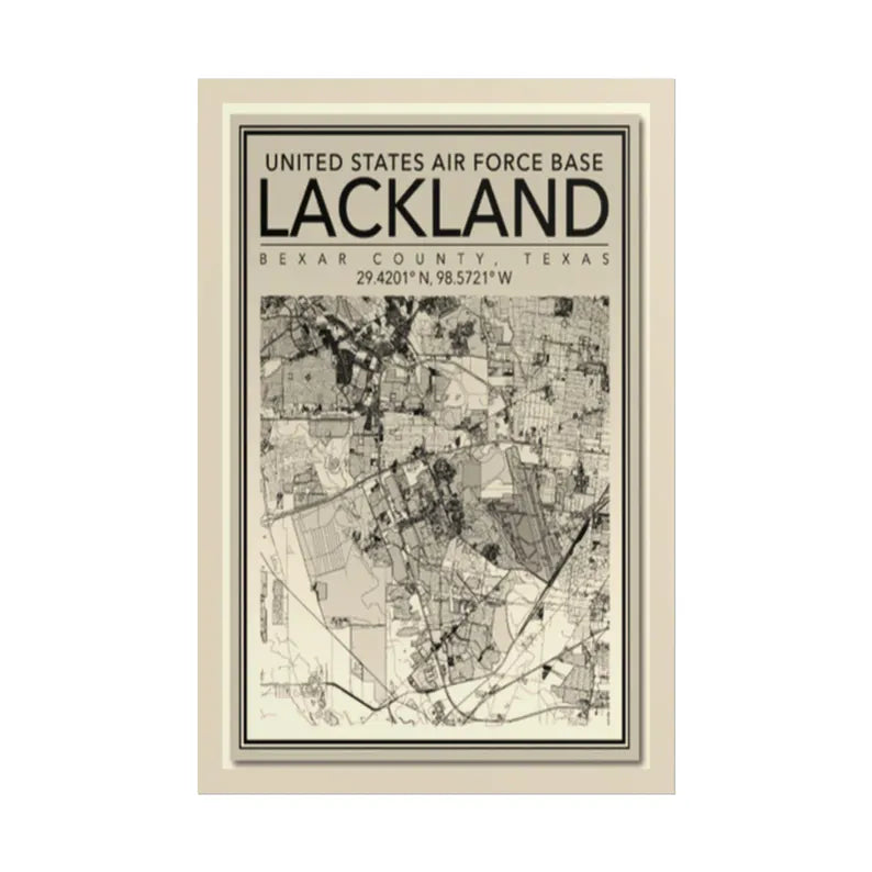 Lackland Air Force Base Map Poster | Rolled Poster, San Antonio Texas Map