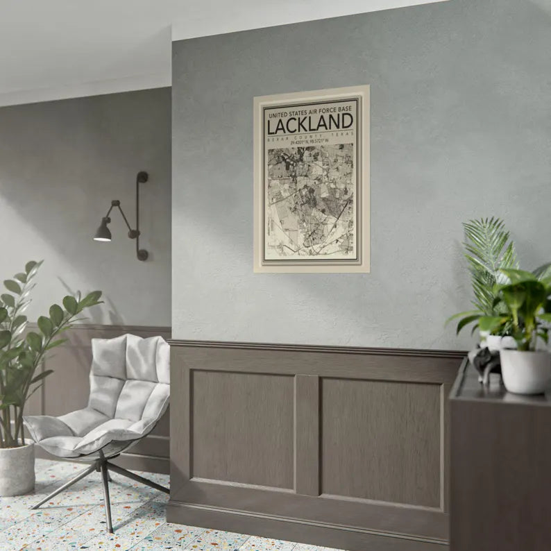 Lackland Air Force Base Map Poster | Rolled Poster, San Antonio Texas Map