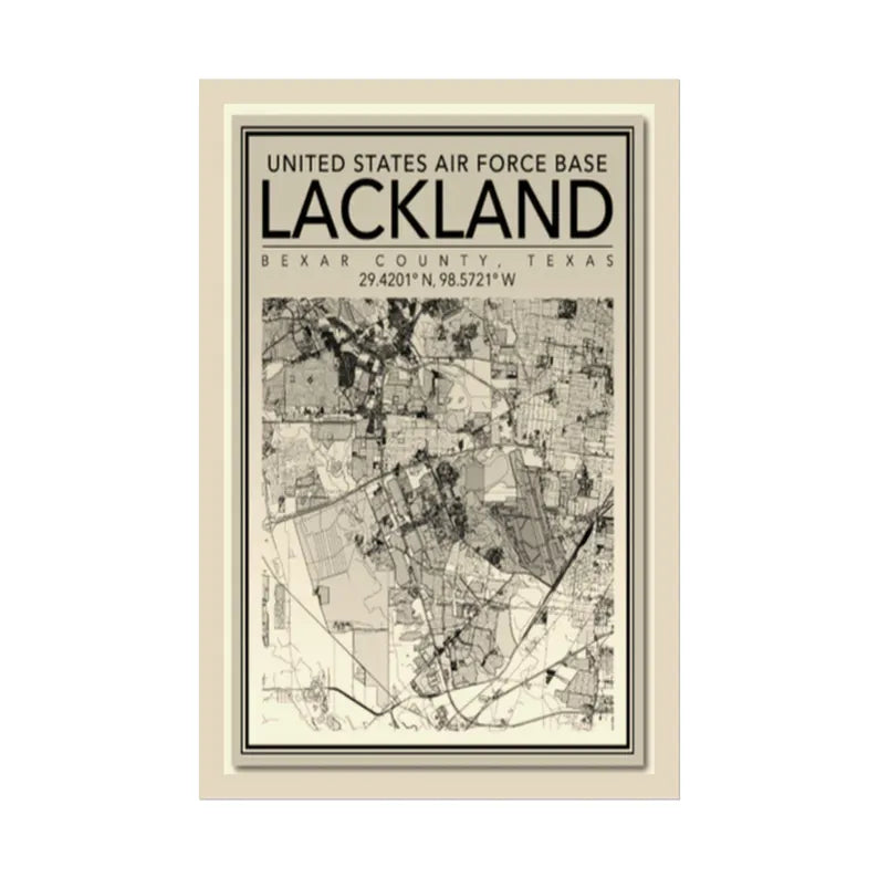 Lackland Air Force Base Map Poster | Rolled Poster, San Antonio Texas Map