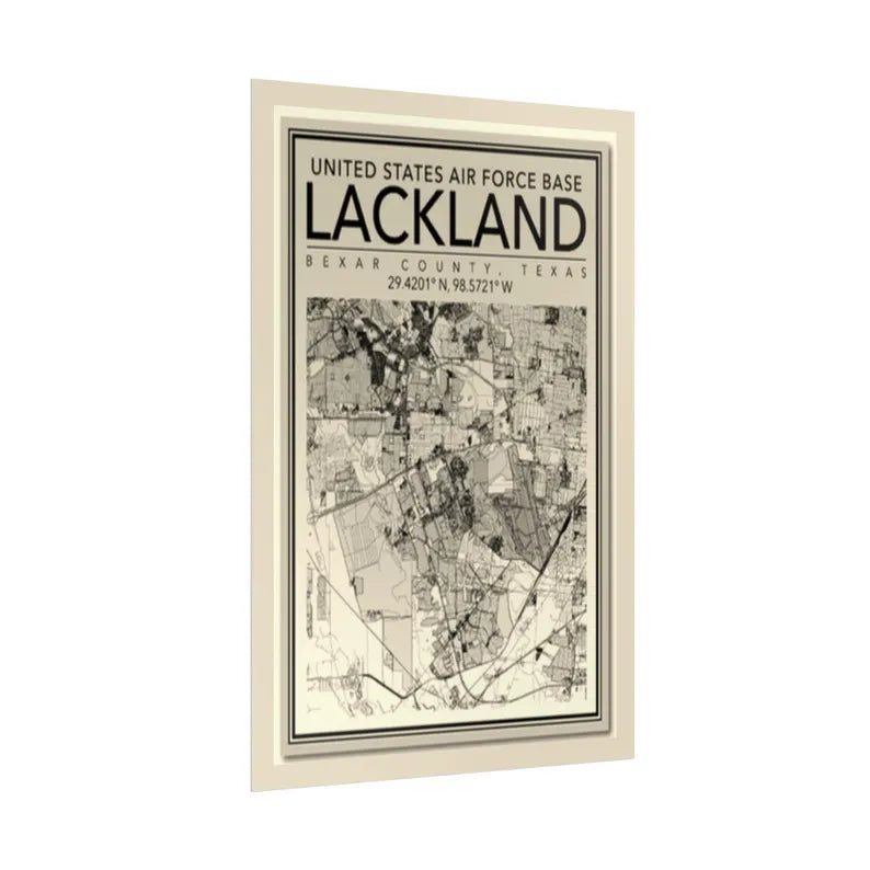 Lackland Air Force Base Map Poster | Rolled Poster, San Antonio Texas Map