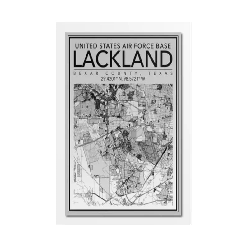 Lackland Air Force Base Map Poster | Rolled Poster, San Antonio Texas Map