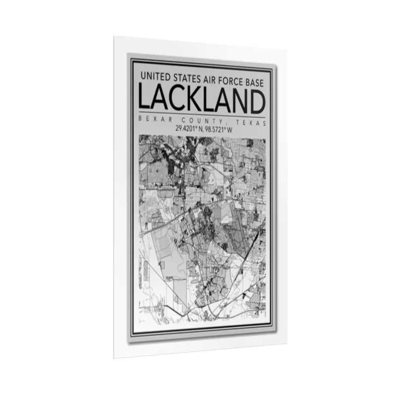 Lackland Air Force Base Map Poster | Rolled Poster, San Antonio Texas Map