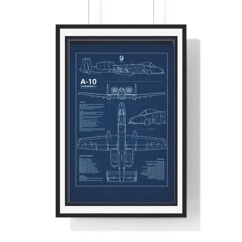 A-10 Warthog Blueprint Poster | Vertical Framed Poster