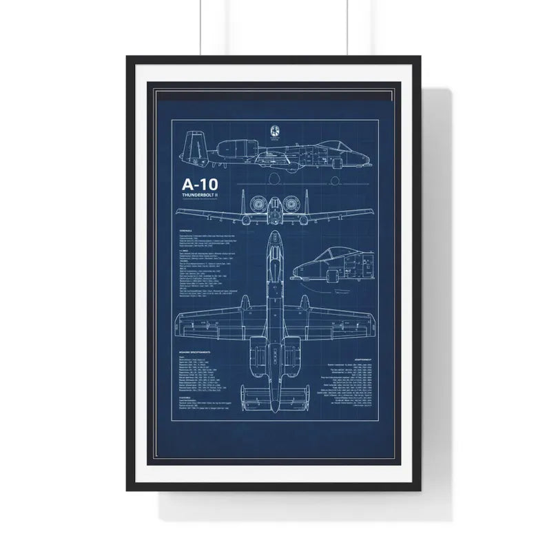 A-10 Warthog Blueprint Poster | Vertical Framed Poster