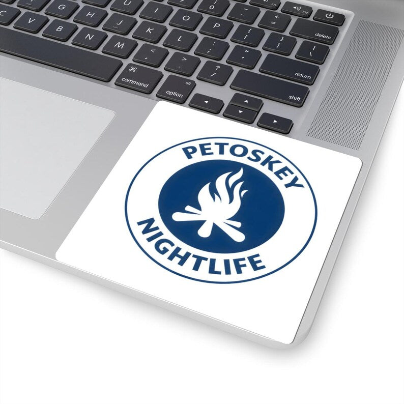Petoskey Nightlife Vinyl Sticker – Michigan Campfire Laptop Decal