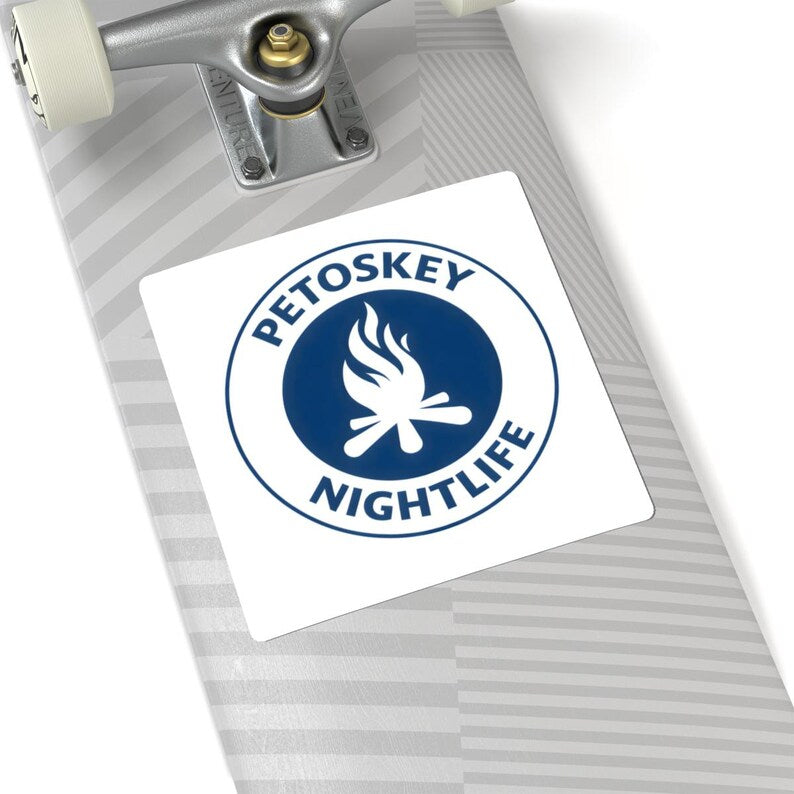 Petoskey Nightlife Vinyl Sticker – Michigan Campfire Laptop Decal