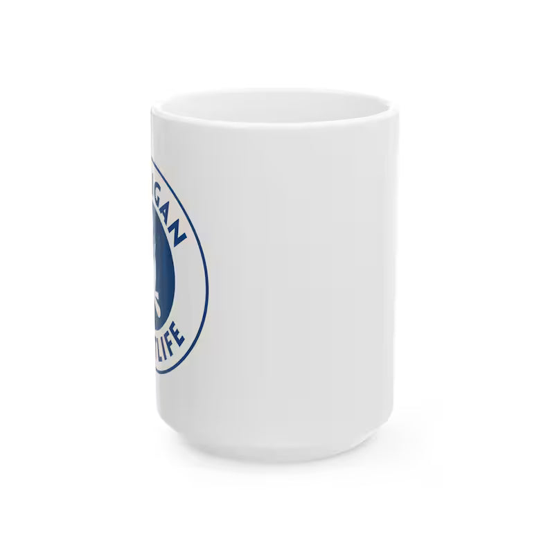 Michigan Nightlife Coffee Mug – Lake Michigan Campfire, Petoskey Gift, 15oz