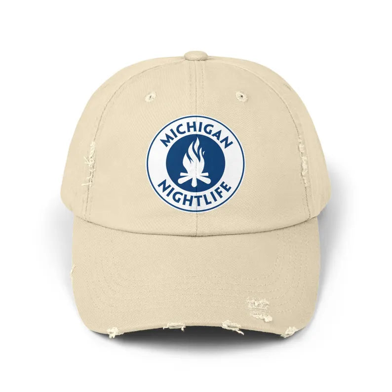 Michigan Nightlife Distressed Dad Hat – Lake Michigan Campfire Cap