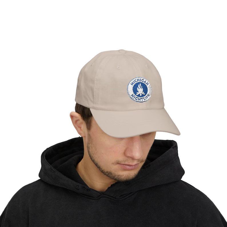 Michigan Nightlife emblem Dad Cap | embroidered logo baseball hat
