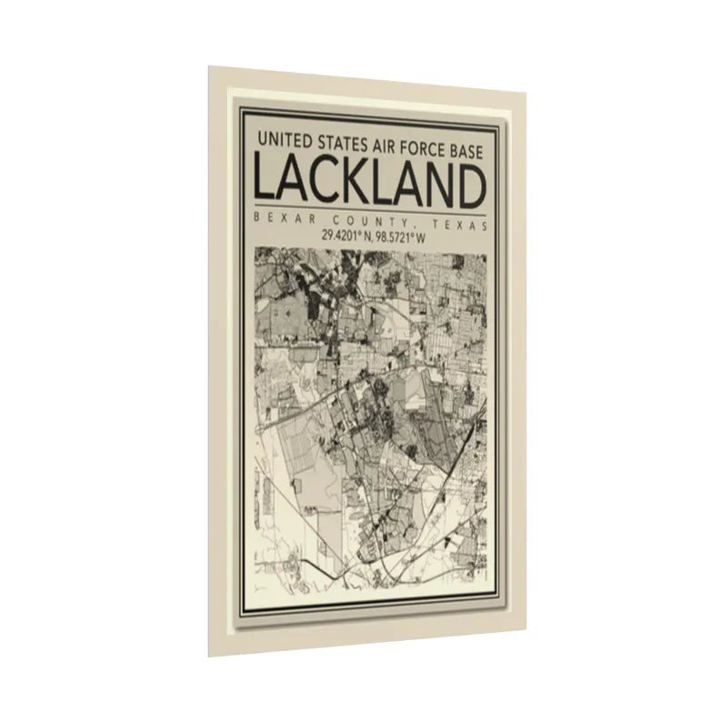 Lackland Air Force Base Map Poster | Rolled Poster, San Antonio Texas Map