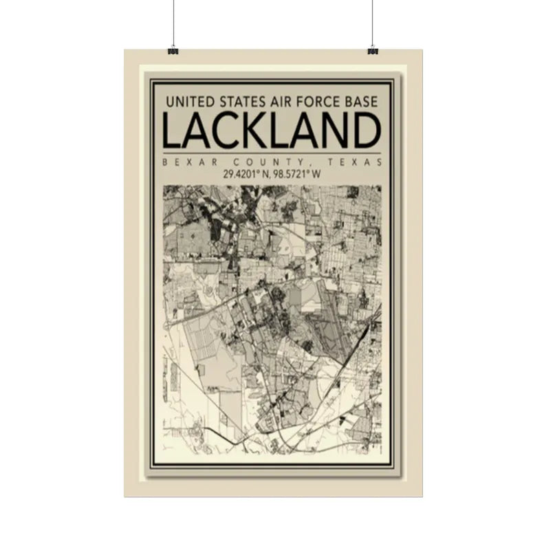 Lackland Air Force Base Map Poster | Rolled Poster, San Antonio Texas Map