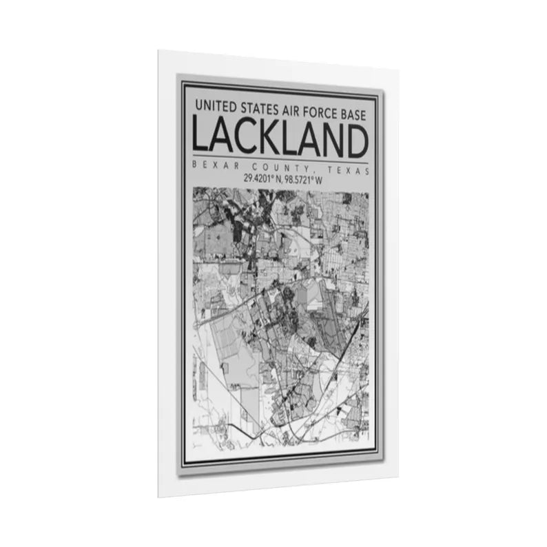 Lackland Air Force Base Map Poster | Rolled Poster, San Antonio Texas Map