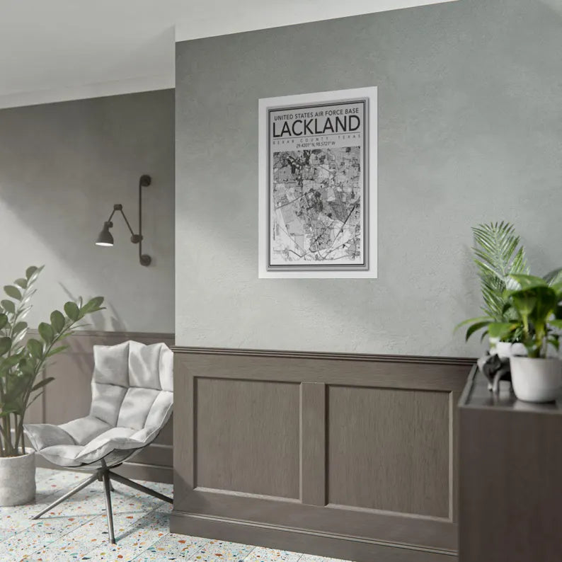 Lackland Air Force Base Map Poster | Rolled Poster, San Antonio Texas Map