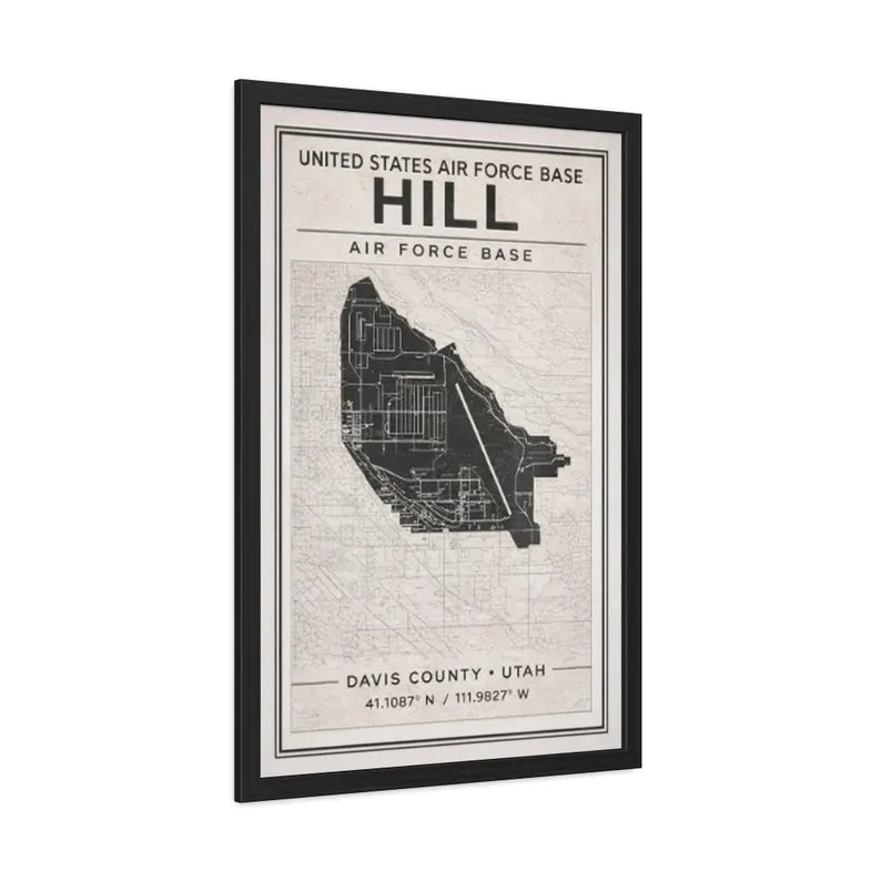 Hill Air Force Base Framed Map – Vintage Military Wall Art – Utah Air Force Decor – USAF Graduation Gift