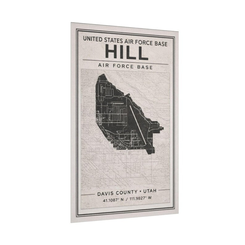 Hill Air Force Base Map Poster Vintage Military Wall Art Utah USAF Decor Air Force Graduation Gift Unframed Print