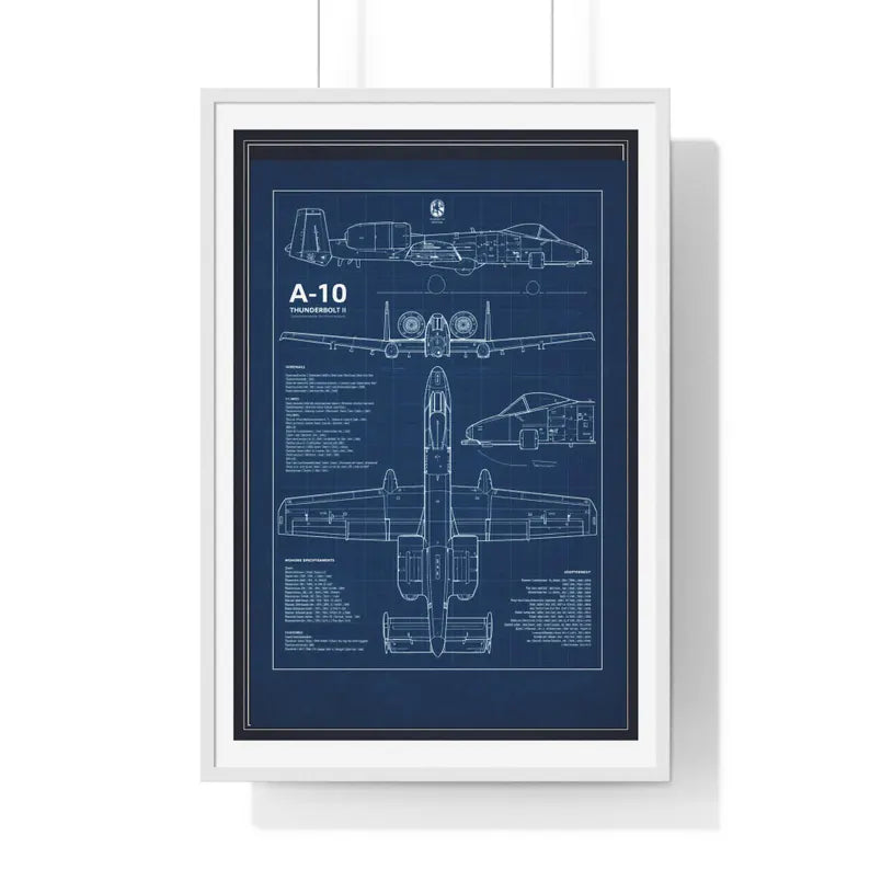A-10 Warthog Blueprint Poster | Vertical Framed Poster
