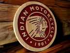 Indiana Motorcycle Wood Sign – Hand Carved Garage Wall Art