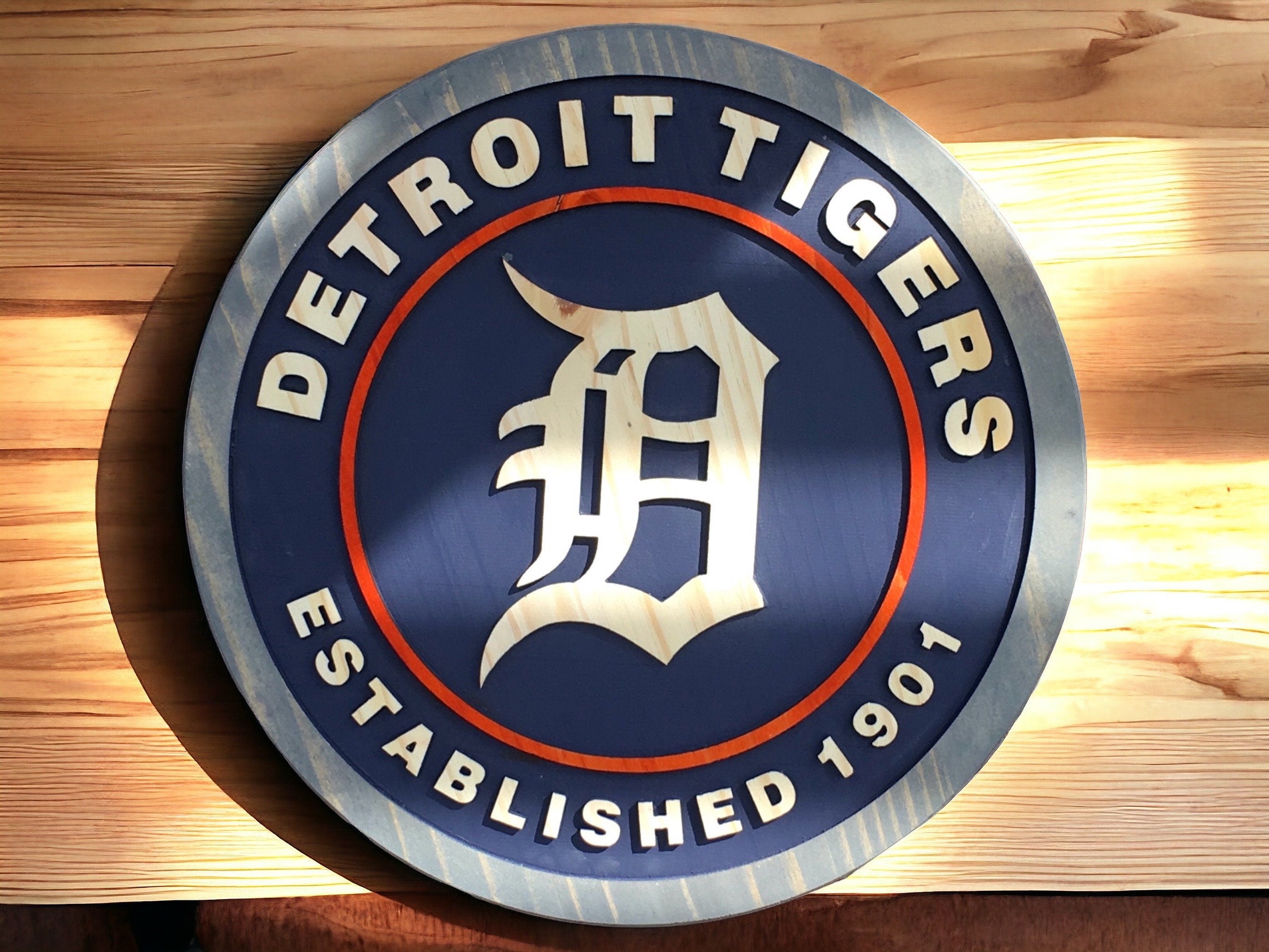 Detroit Tigers wood sign angle