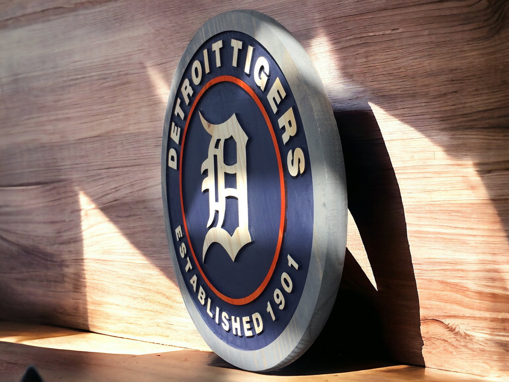 Detroit Tigers wood sign close up