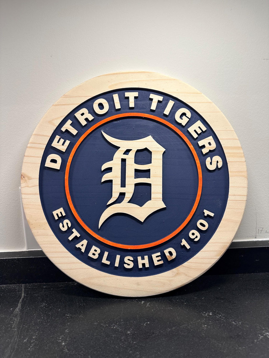 Detroit Tigers wood sign mounted