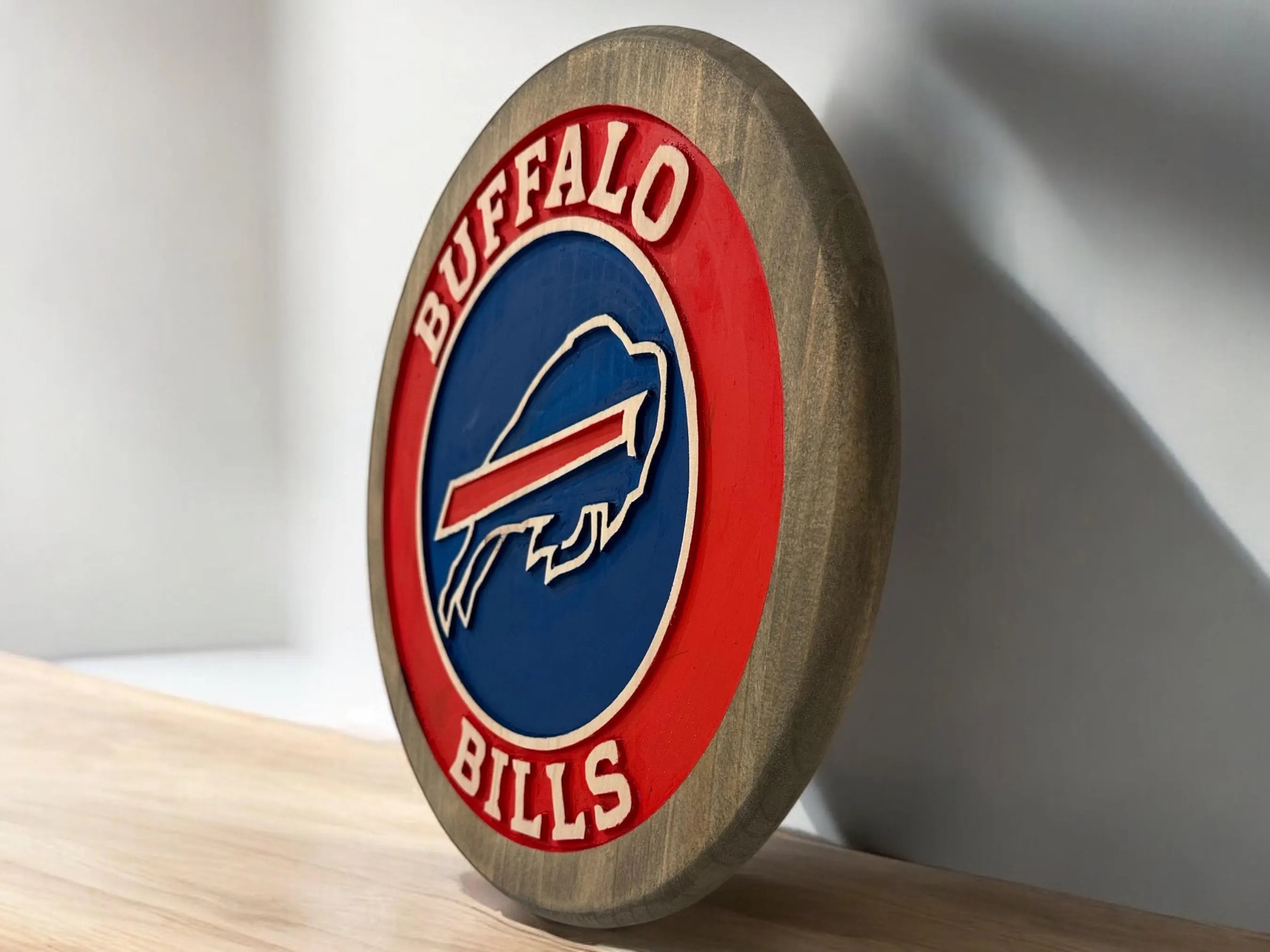 Buffalo Bills Wood Sign – Hand-Carved Solid Wood Wall Art