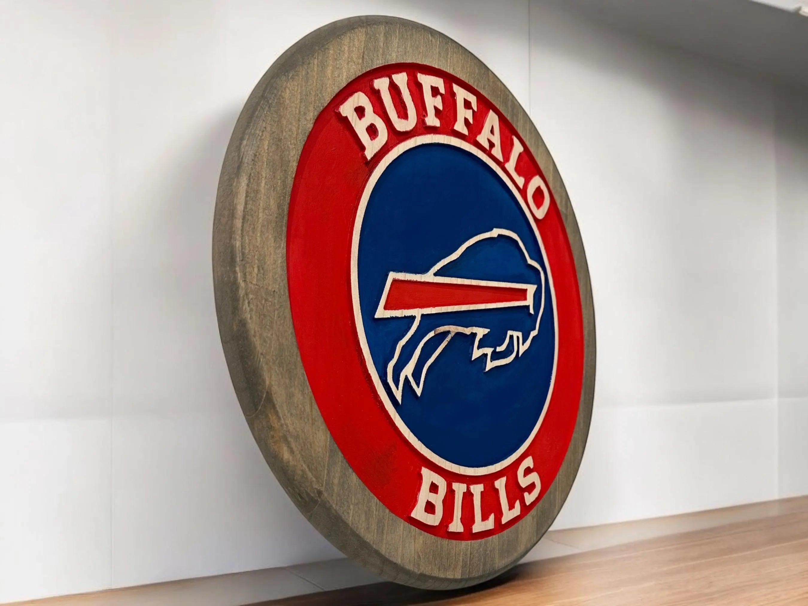 Buffalo Bills Wood Sign – Hand-Carved Solid Wood Wall Art