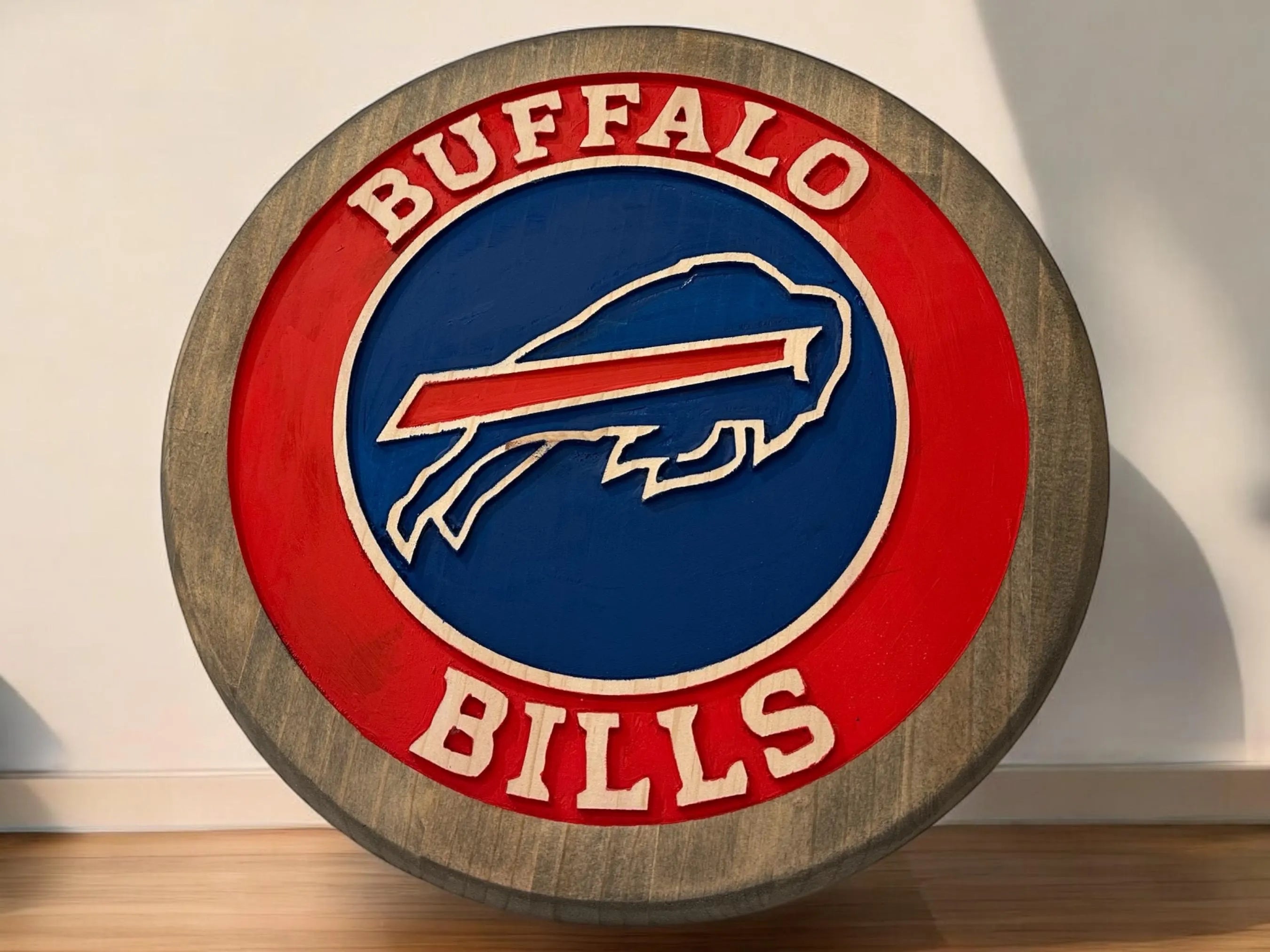 Buffalo Bills Wood Sign – Hand-Carved Solid Wood Wall Art