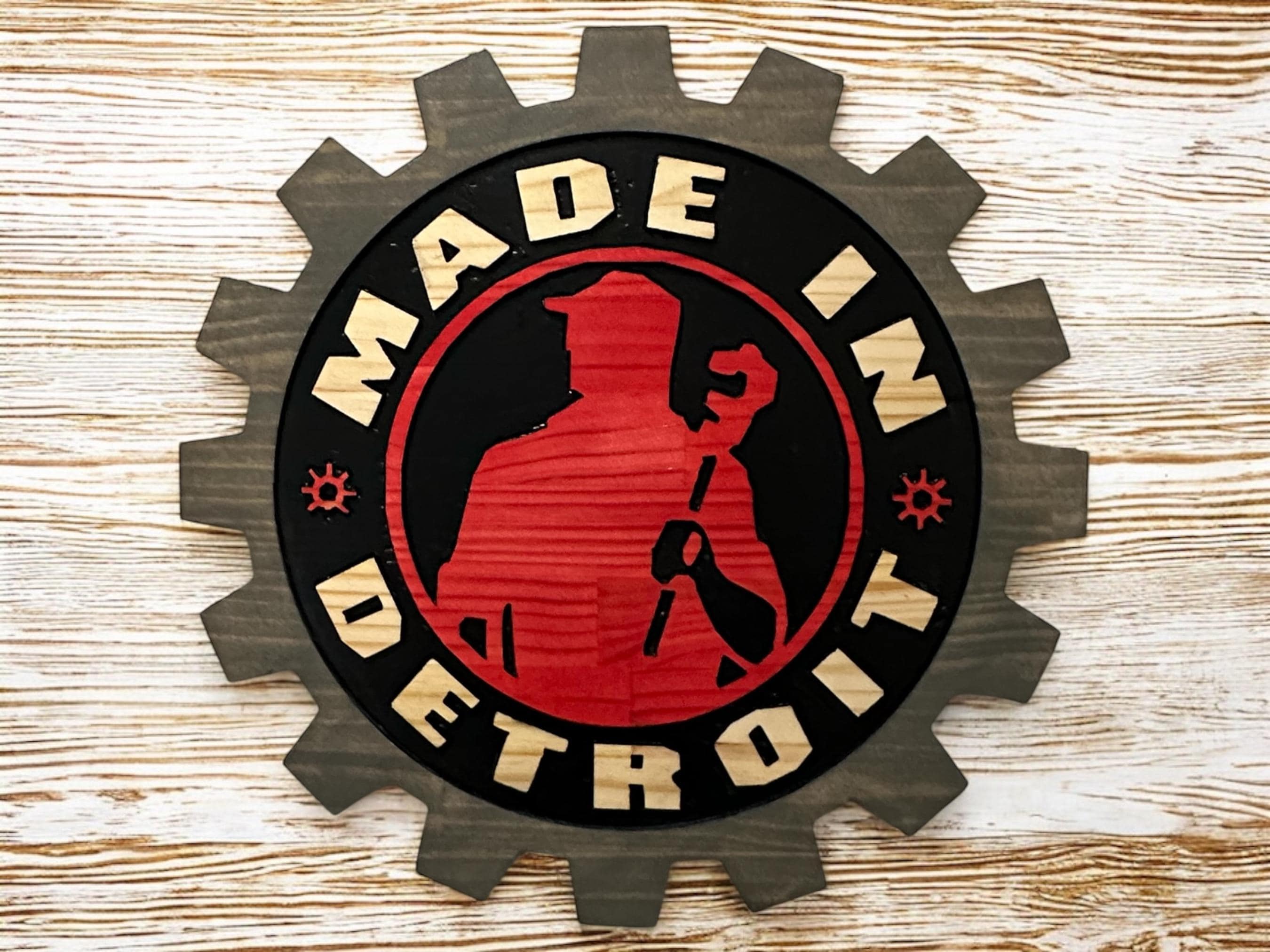 Made in Detroit Iron Worker Gear Sign