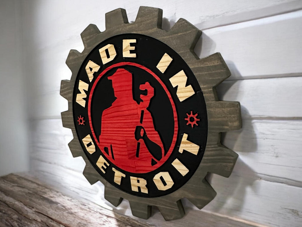 Detroit Iron Worker carved detail