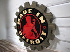 Detroit Iron Worker carved detail