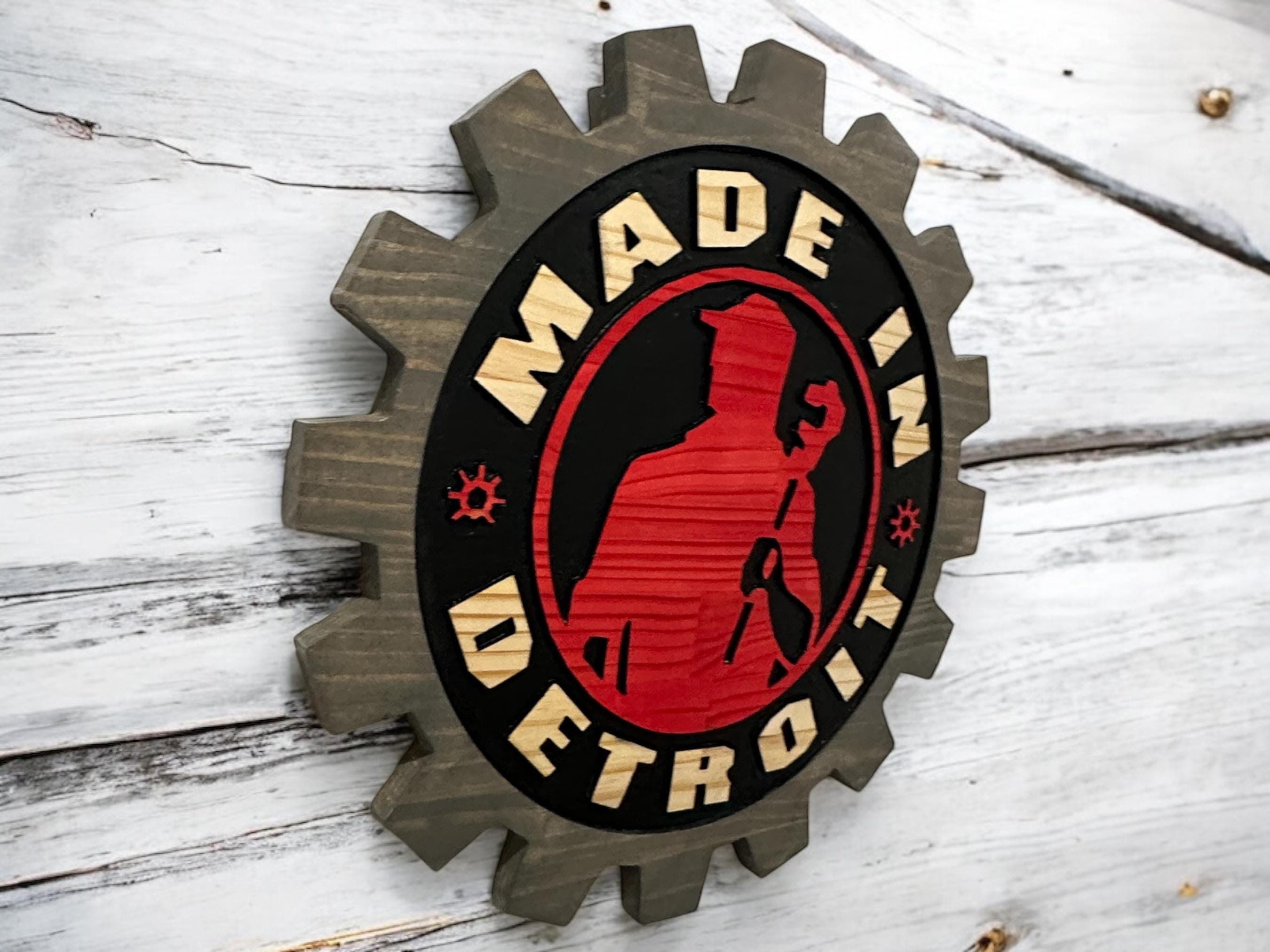 Made in Detroit Gear Sign alternate view