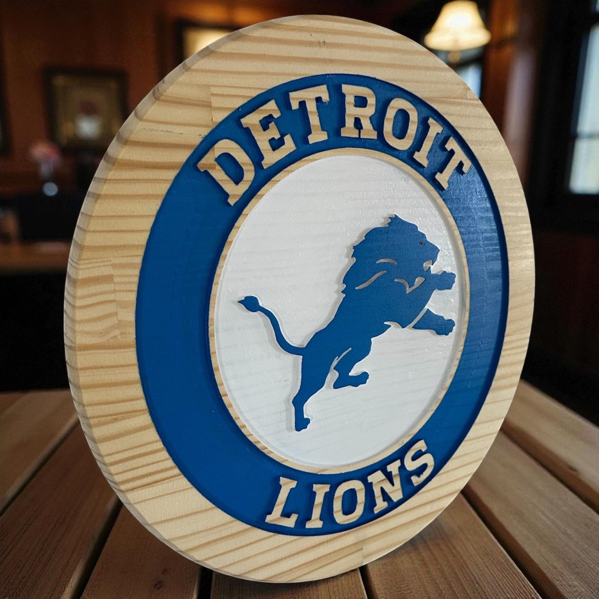 Detroit Lions wood sign mounted
