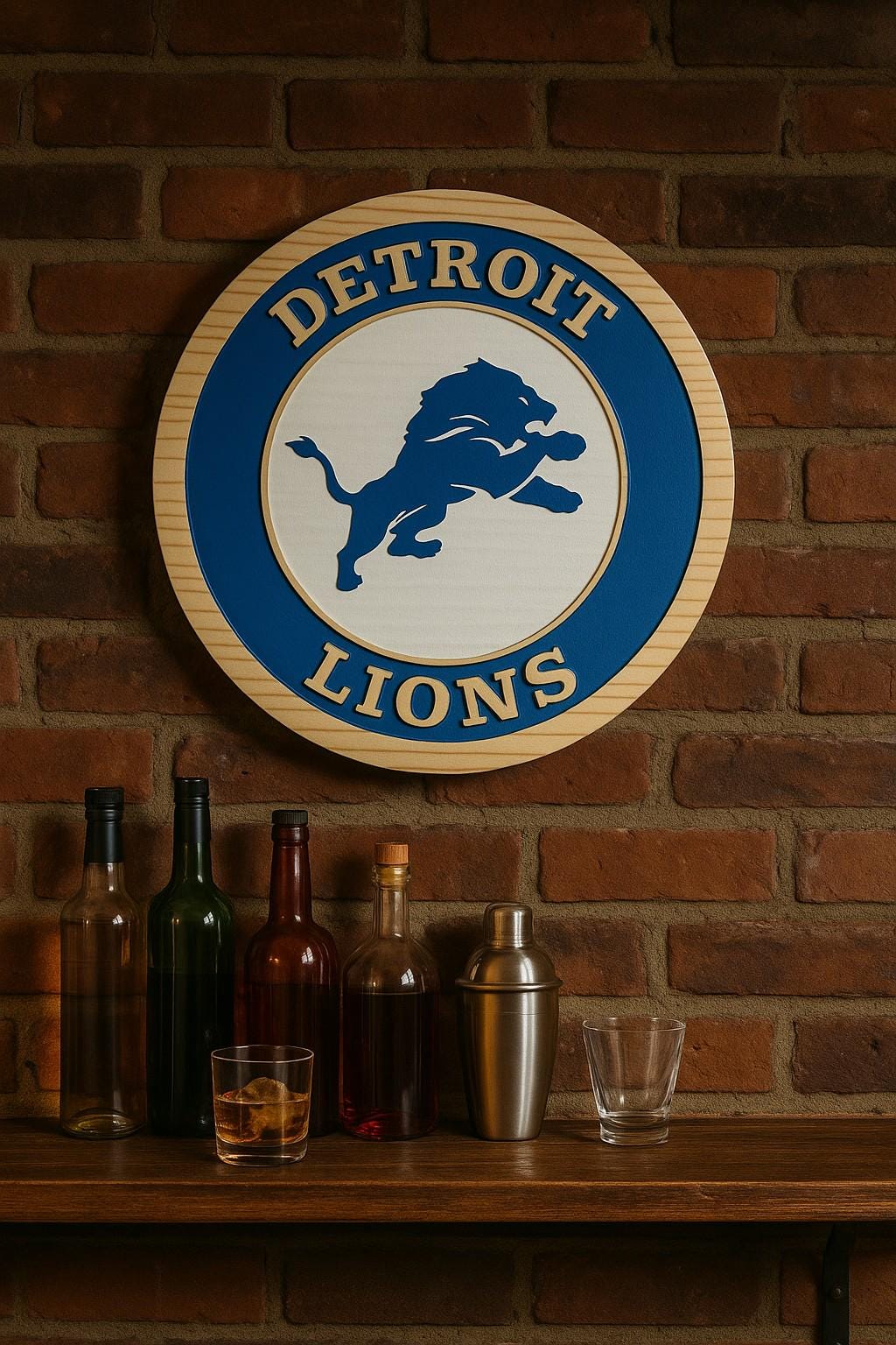 Detroit Lions wood sign angle