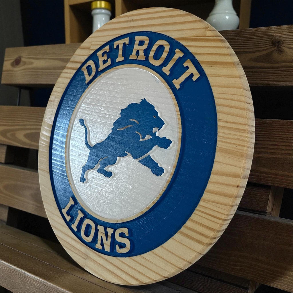 Detroit Lions wood sign in room