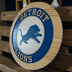 Detroit Lions wood sign in room