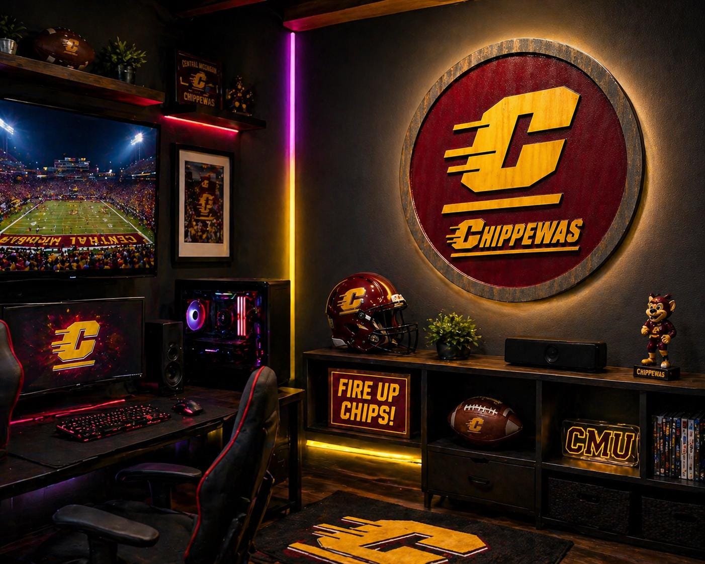 CMU Chippewas hand painted
