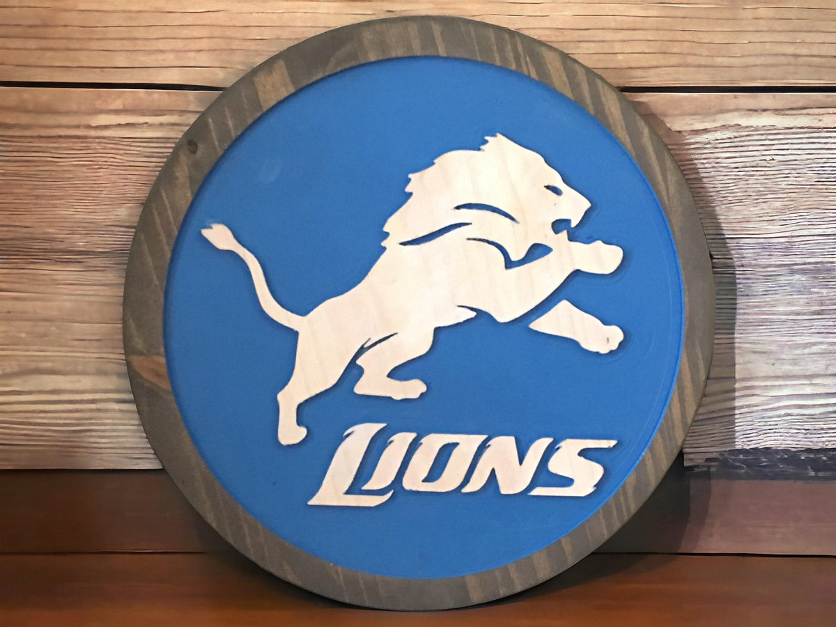 Detroit Lions Leaping Lion carved wood sign – photo 1