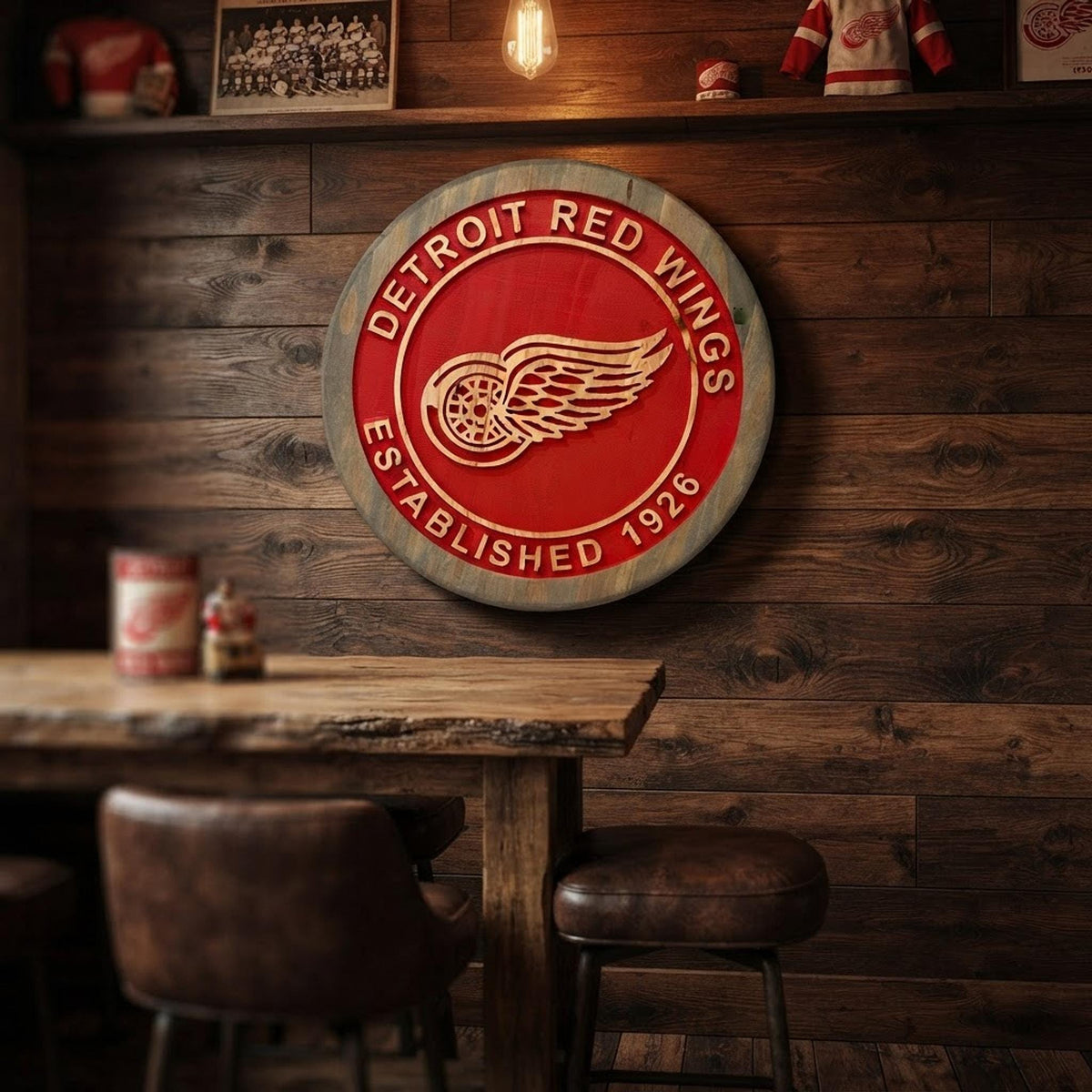 Detroit Red Wings Est. 1926 carved wood sign – photo 7
