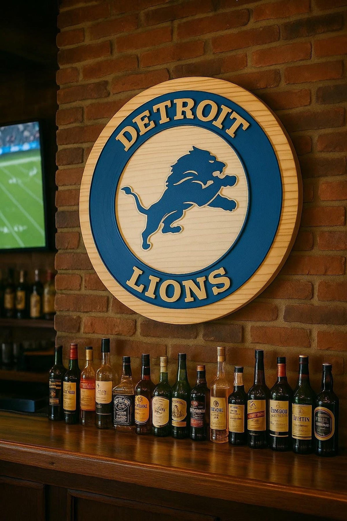 Detroit Lions Round Logo carved wood sign – photo 4