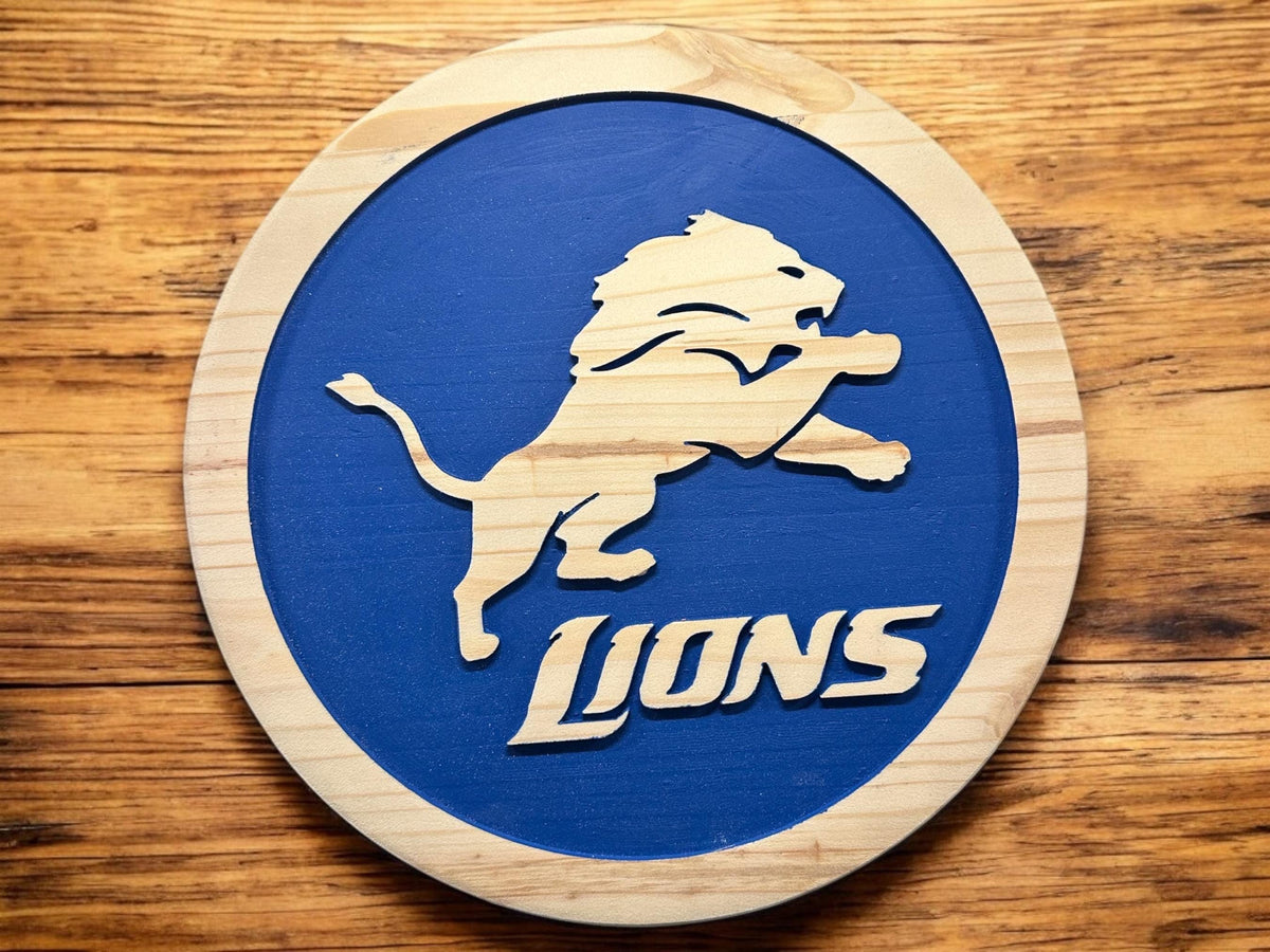 Detroit Lions Leaping Lion carved wood sign – photo 2